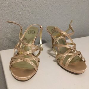 Gold strappy heels